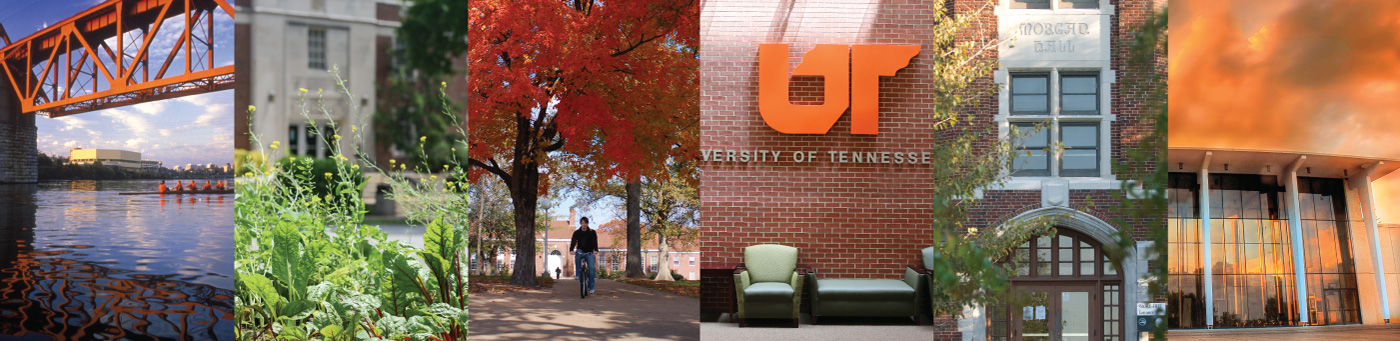 A combination of six pictures showing the campuses of the University of Tennessee.